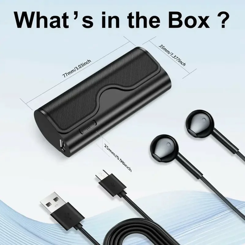 جهاز تسجيل صوتي DVR23 بضغطة زر واحدة مع خاصية تقليل الضوضاء والتسجيل النشط بالصوت مع نسخ نصي