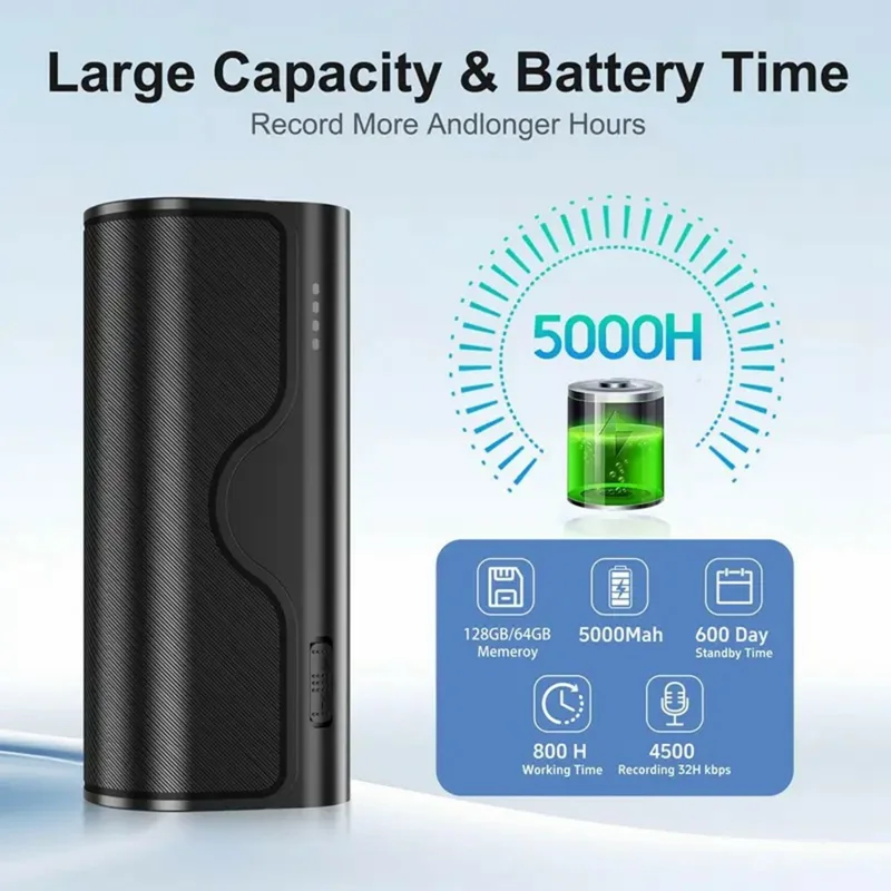 جهاز تسجيل صوتي DVR23 بضغطة زر واحدة مع خاصية تقليل الضوضاء والتسجيل النشط بالصوت مع نسخ نصي