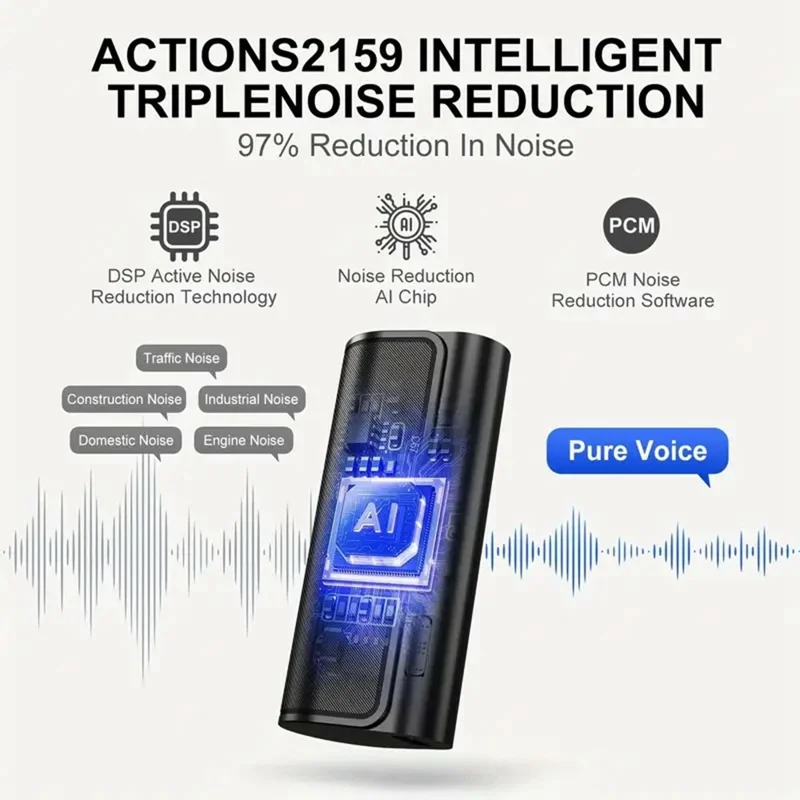 جهاز تسجيل صوتي DVR23 بضغطة زر واحدة مع خاصية تقليل الضوضاء والتسجيل النشط بالصوت مع نسخ نصي