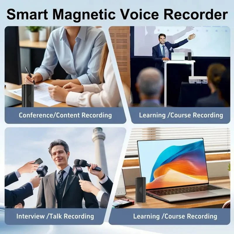 جهاز تسجيل صوتي DVR23 بضغطة زر واحدة مع خاصية تقليل الضوضاء والتسجيل النشط بالصوت مع نسخ نصي