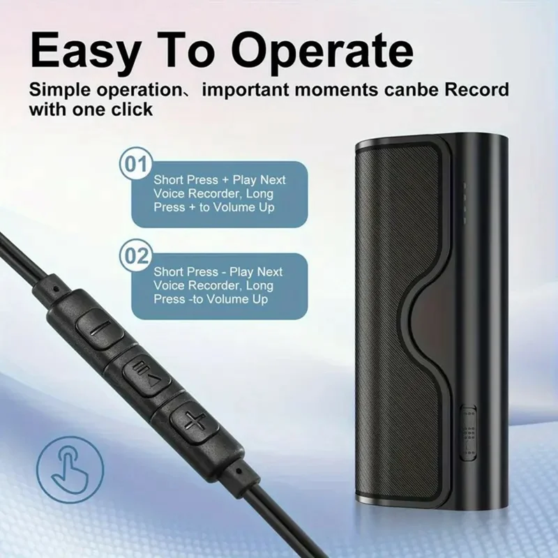 جهاز تسجيل صوتي DVR23 بضغطة زر واحدة مع خاصية تقليل الضوضاء والتسجيل النشط بالصوت مع نسخ نصي