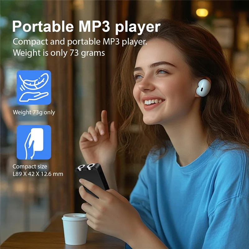 مشغل MP3 محمول N27 مع بلوتوث، مشغل صوتي بمساحة تخزين كبيرة ومسجل متعدد اللغات مع تسجيل بنقرة واحدة وسعة تشغيل تدوم حتى 20 ساعة