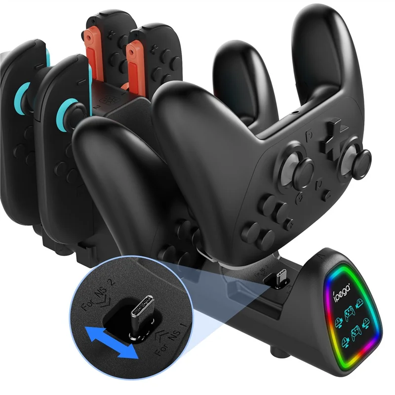 IPEGA PG-SW2187 10 w 1 stacja ładująca RGB dla kontrolerów Nintendo Switch / Switch 2 i Pro