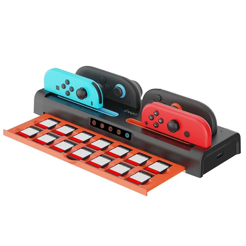 IPEGA PG-SW2252 For Nintendo Switch 1  /  2 Joy-Con Charging Dock Multi-Function Charging Stand with Game Card Storage