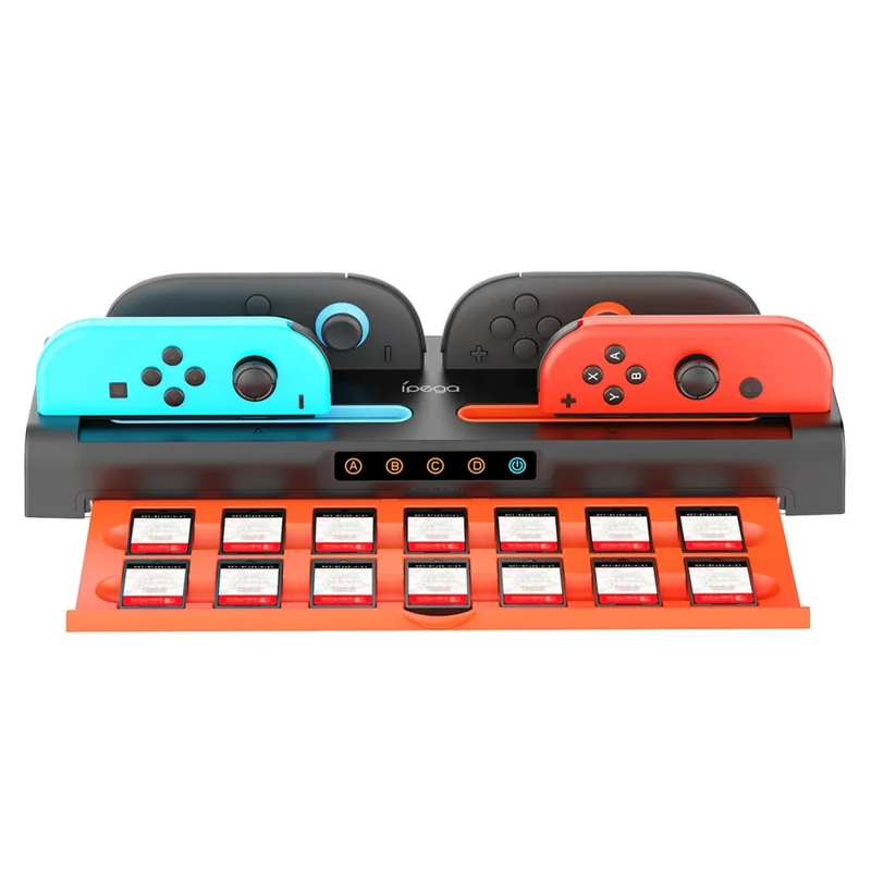 IPEGA PG-SW2252 For Nintendo Switch 1  /  2 Joy-Con Charging Dock Multi-Function Charging Stand with Game Card Storage