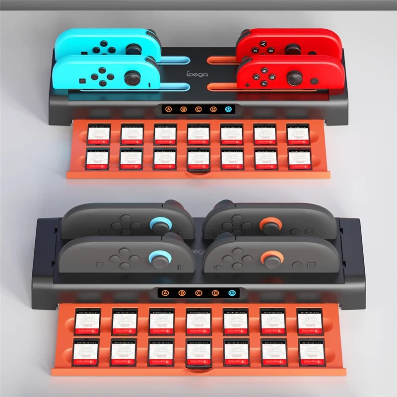 IPEGA PG-SW2252 For Nintendo Switch 1  /  2 Joy-Con Charging Dock Multi-Function Charging Stand with Game Card Storage