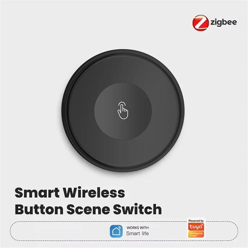 مفتاح المشهد SW-01 من Tuya يعمل بـ Zigbee، لوحة تحكم منزل ذكي عن بعد لاسلكية مع خاصية النقر والنقر المزدوج - أسود