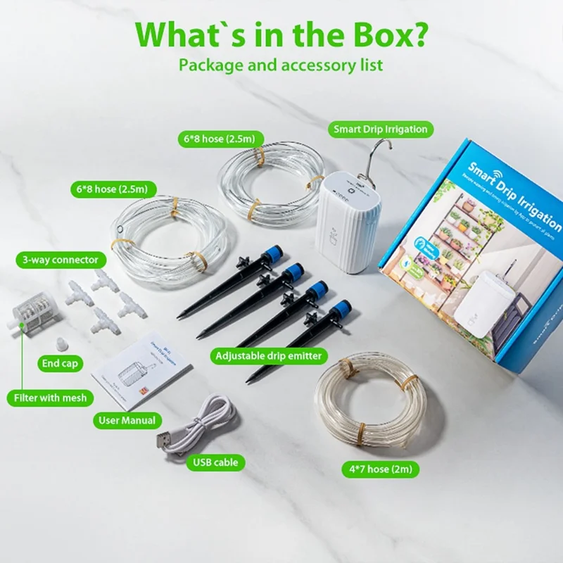 NEO NAS-WV08W Tuya WiFi Smart Auto Plant Watering System Timer Remote Control Indoor Balcony Flower Pot Irrigation Dripper