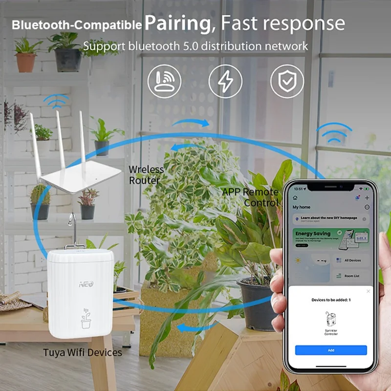 NEO NAS-WV08W Tuya WiFi Smart Auto Plant Watering System Timer Remote Control Indoor Balcony Flower Pot Irrigation Dripper