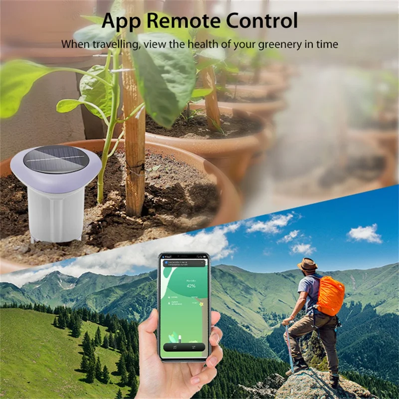 Sensor de Solo Inteligente NEO ZigBee NAS-STH02B à Prova de Água IP66 com Energia Solar, Monitorização de Temperatura, Humidade e CE do Solo com Controlo por Aplicação - Cinzento