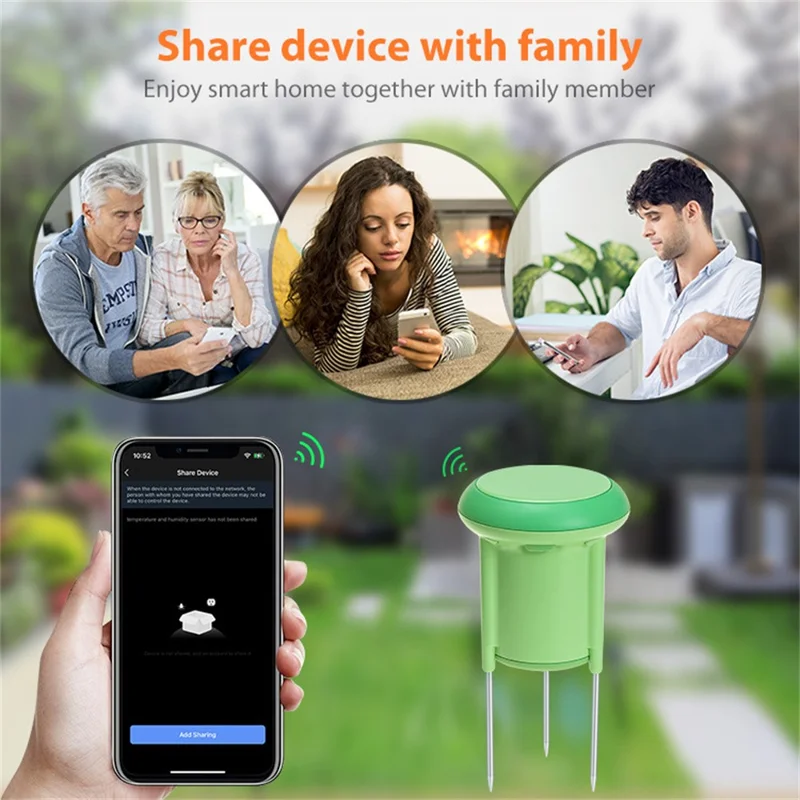 NEO ZigBee NAS-STH01B IP66 Waterproof Smart Soil Sensor Soil Temperature Humidity Monitor with App Control for Gardening - Green