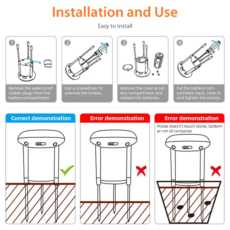 NEO ZigBee NAS-STH01B IP66 Waterproof Smart Soil Sensor Soil Temperature Humidity Monitor with App Control for Gardening - Green