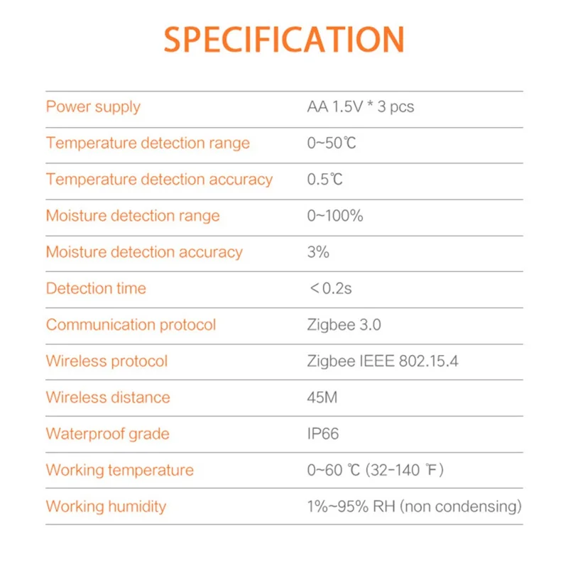 NEO ZigBee NAS-STH01B IP66 Waterproof Smart Soil Sensor Soil Temperature Humidity Monitor with App Control for Gardening - Green