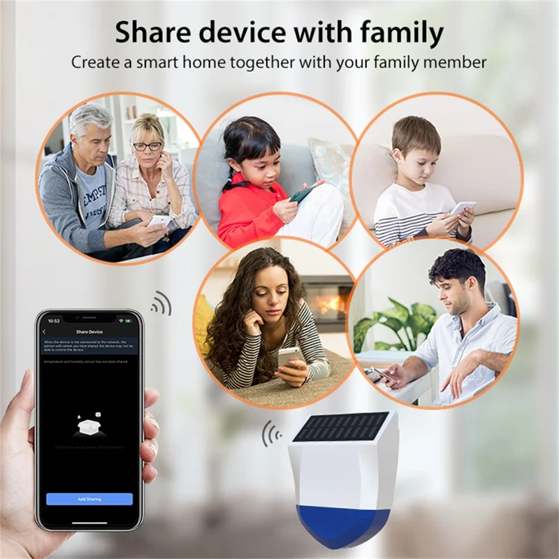 NEO ZigBee NAS-AB06B IPX5 Waterproof Solar Sound and Light Alarm Smart Outdoor Security Sensor with App Control