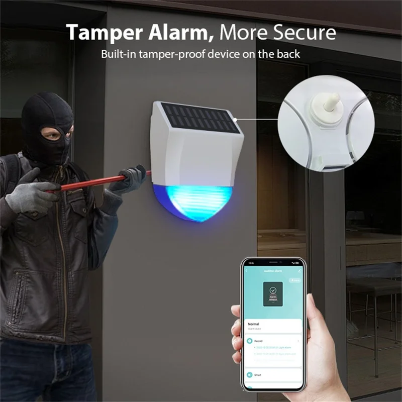 NEO ZigBee NAS-AB06B IPX5 Waterproof Solar Sound and Light Alarm Smart Outdoor Security Sensor with App Control