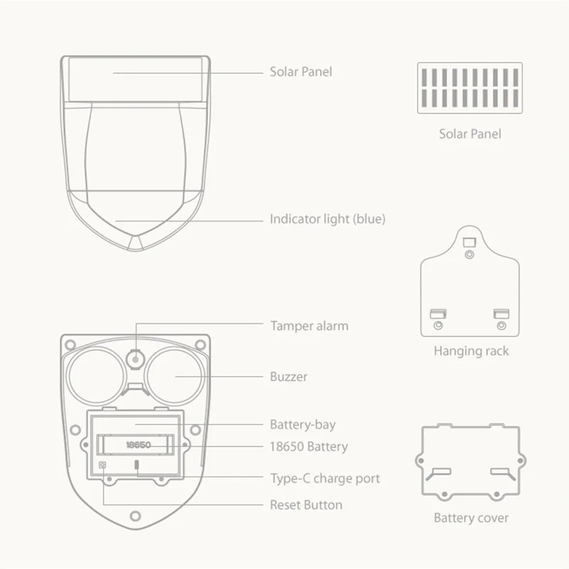 NEO ZigBee NAS-AB06B IPX5 Waterproof Solar Sound and Light Alarm Smart Outdoor Security Sensor with App Control