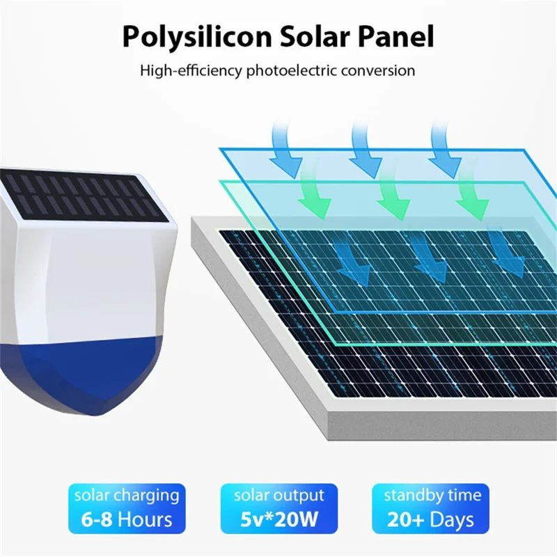 NEO ZigBee NAS-AB06B IPX5 Waterproof Solar Sound and Light Alarm Smart Outdoor Security Sensor with App Control