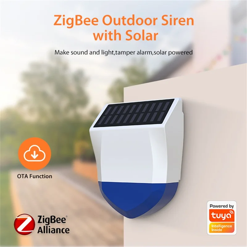 NEO ZigBee NAS-AB06B IPX5 Waterproof Solar Sound and Light Alarm Smart Outdoor Security Sensor with App Control
