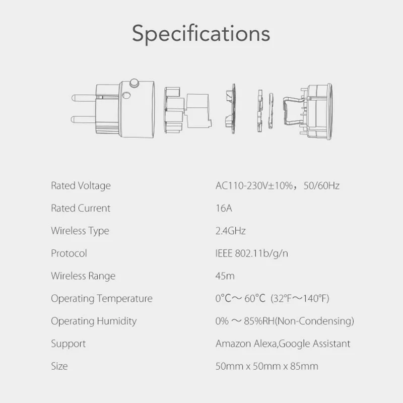 Prise intelligente NEO Matter NAS-WR15WM 16 A avec compteur d'énergie, commande intelligente pour Apple / Google / Amazon - Prise FR