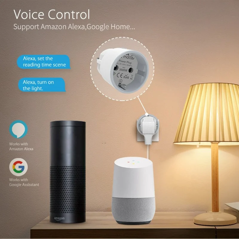 Prise intelligente NEO Matter NAS-WR01WM 16A WiFi avec compteur d'énergie, commande intelligente pour Apple / Google / Amazon - Prise UE