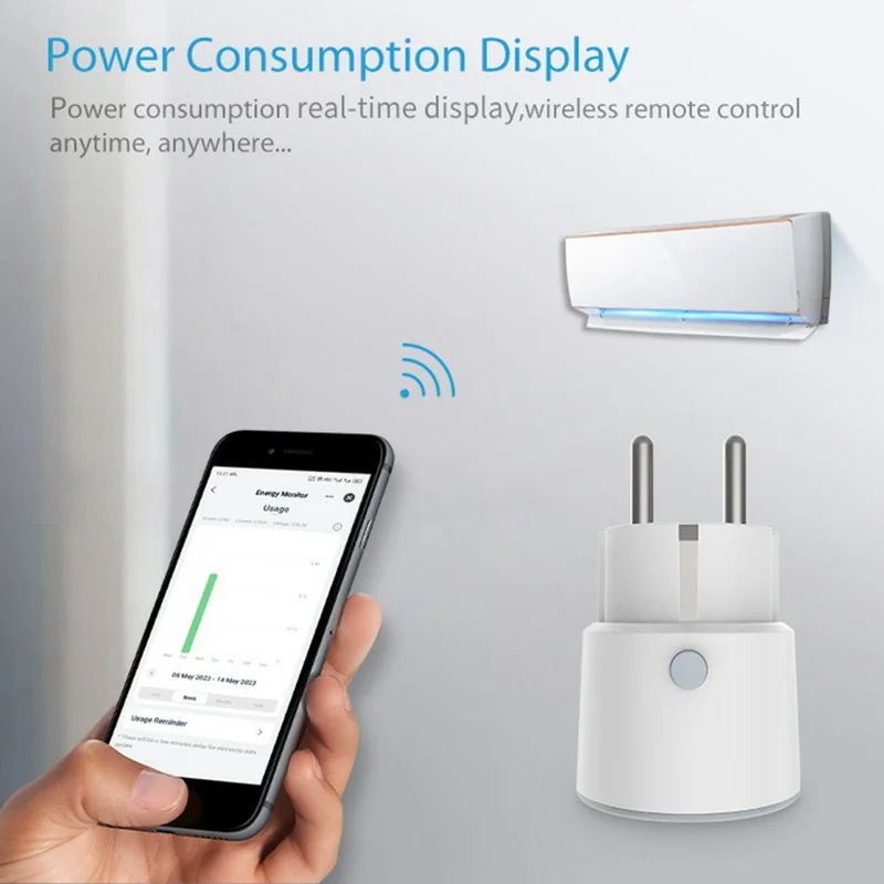 Prise intelligente NEO Matter NAS-WR01WM 16A WiFi avec compteur d'énergie, commande intelligente pour Apple / Google / Amazon - Prise UE