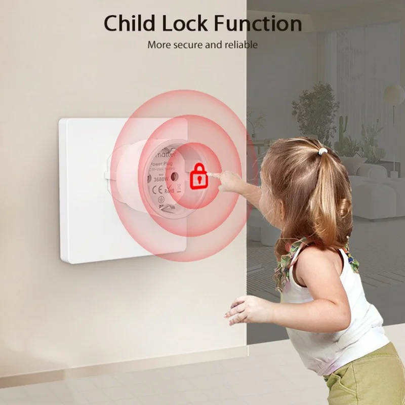 Prise intelligente NEO Matter NAS-WR01WM 16A WiFi avec compteur d'énergie, commande intelligente pour Apple / Google / Amazon - Prise UE