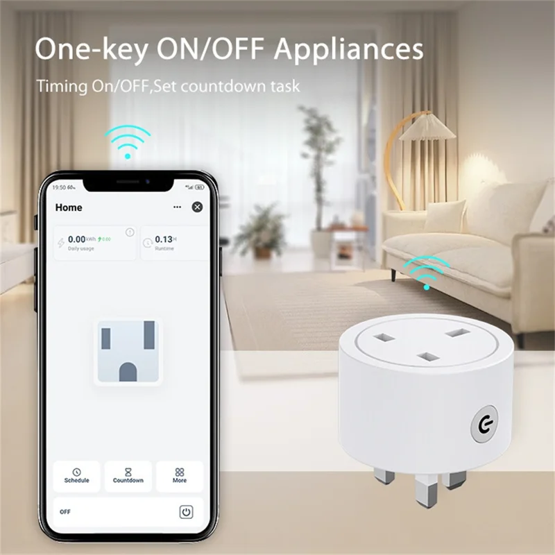 NEO NAS-WR16WM 16A Matter WiFi Smart Plug mit Leistungsmesser, funktioniert mit Apple Home / Google Assistant / Amazon Alexa, UK-Stecker