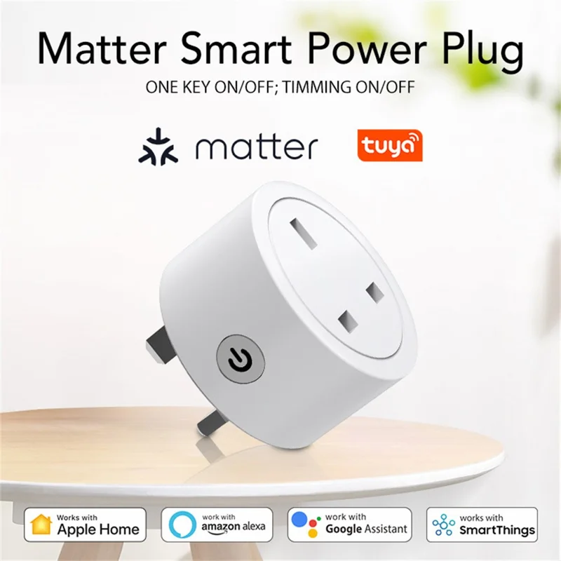 NEO NAS-WR16WM 16A Matter WiFi Smart Plug mit Leistungsmesser, funktioniert mit Apple Home / Google Assistant / Amazon Alexa, UK-Stecker