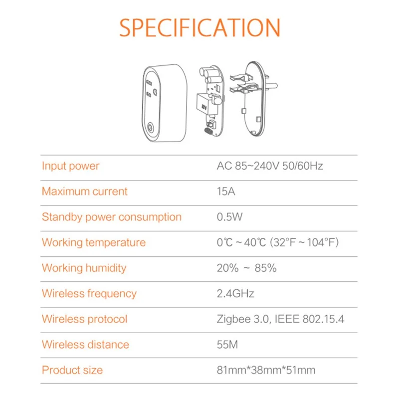 NEO NAS-WR12BH 15A Tomada Inteligente ZigBee 3.0 com Monitorização de Energia, Funciona com Apple HomeKit / Google Assistant / Amazon Alexa, Tomada EUA