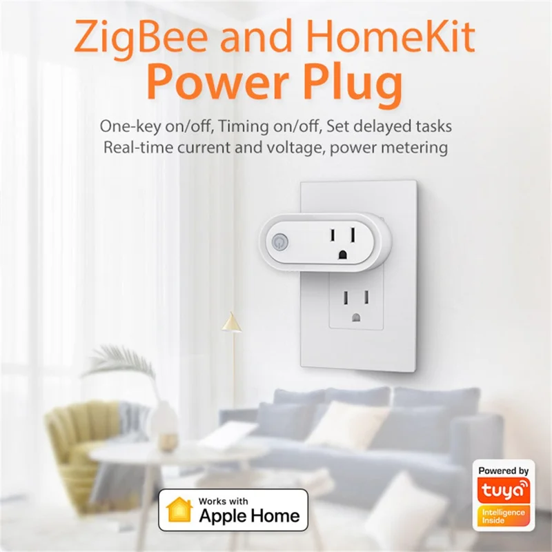 NEO NAS-WR12BH 15A Tomada Inteligente ZigBee 3.0 com Monitorização de Energia, Funciona com Apple HomeKit / Google Assistant / Amazon Alexa, Tomada EUA