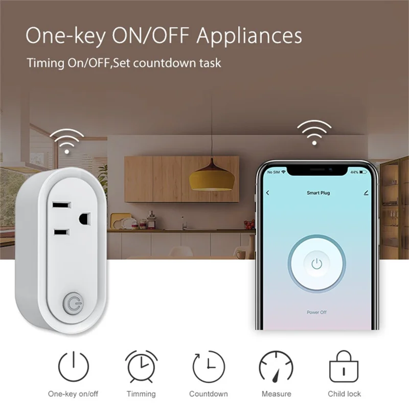 NEO NAS-WR12BH 15A Tomada Inteligente ZigBee 3.0 com Monitorização de Energia, Funciona com Apple HomeKit / Google Assistant / Amazon Alexa, Tomada EUA