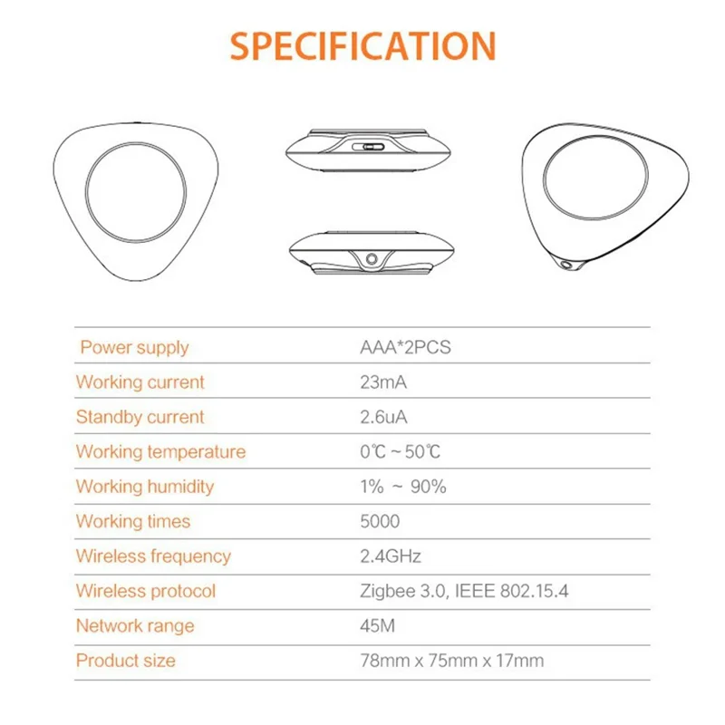 NEO NAS-WS11BH Tuya HomeKit and ZigBee Smart Water Leak Detector Alarm Sensor Wireless 2.4GHz for Home