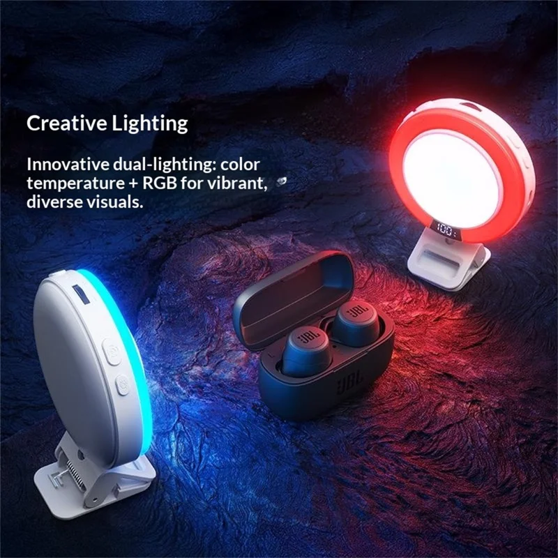 F10 RGB портативный светильник для телефона с изменением цвета, портативный светильник для селфи в форме НЛО с регулировкой цветовой температуры для уличных развлечений — черный