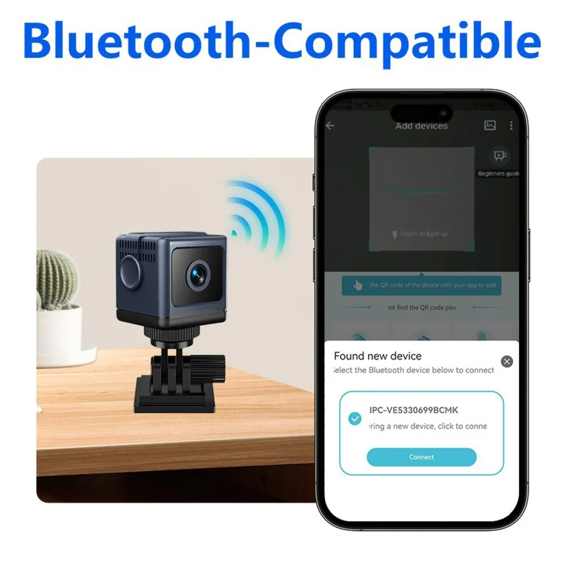 W03 Smart Alarm Wireless Security Camera Motion Detection Mini Battery Camera with Removable Stand for Home, No Card - Black