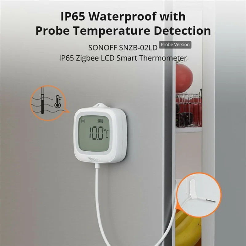 SONOFF SNZB-02LD Zigbee 3.0 LCD Smart Thermometer with Probe for Pool Bathtub Fridge Temperature Sensor
