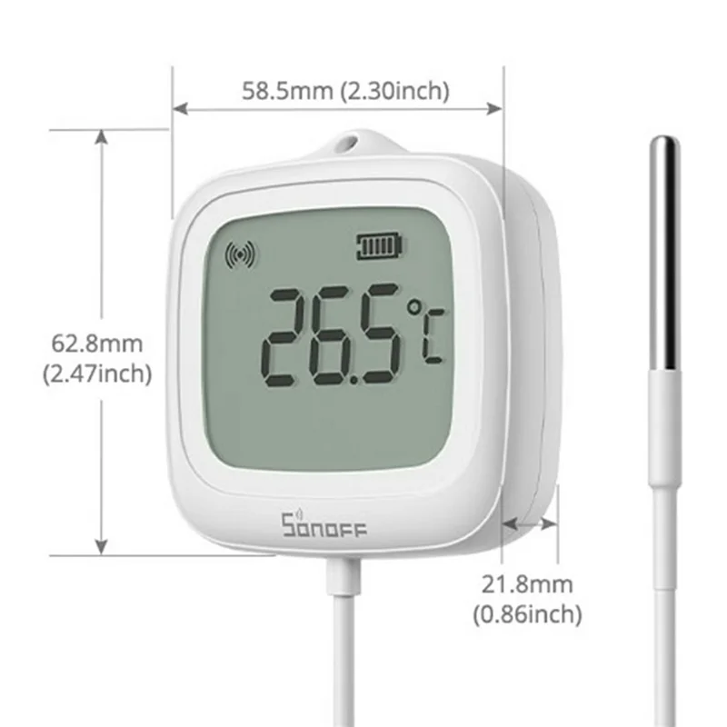 SONOFF SNZB-02LD Zigbee 3.0 LCD Smart Thermometer with Probe for Pool Bathtub Fridge Temperature Sensor