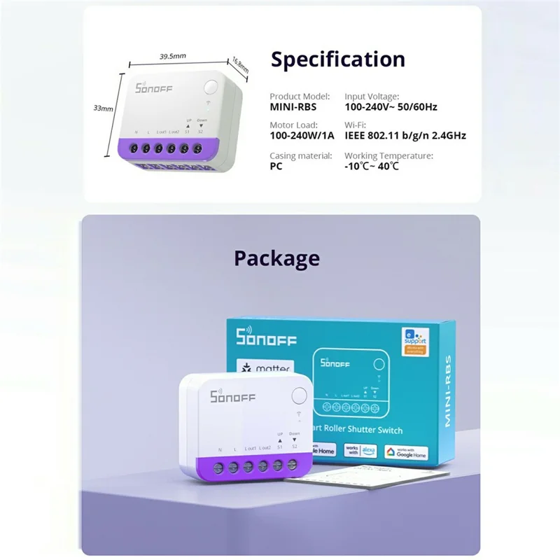 SONOFF MINI-RBS Smart Curtain Roller Deviation Calibration Intelligent Scheduling Shutter Switch Module