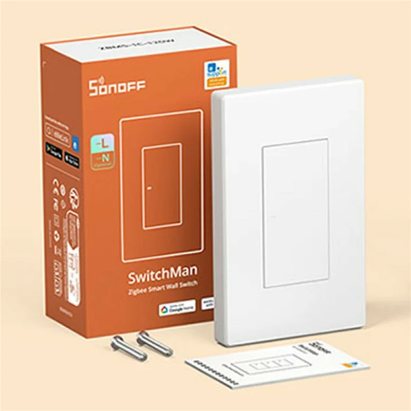 SONOFF ZBM5-1C-120W SwitchMan 1-Gang Zigbee Smart Wall Switch Supports No Neutral and Neutral Wire