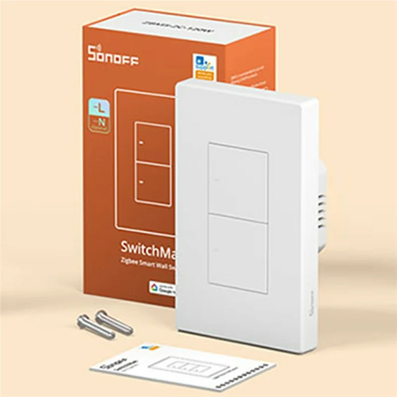 SONOFF ZBM5-2C-120W SwitchMan 2-Gang Zigbee Smart Wall Switch Supports No Neutral and Neutral Wire