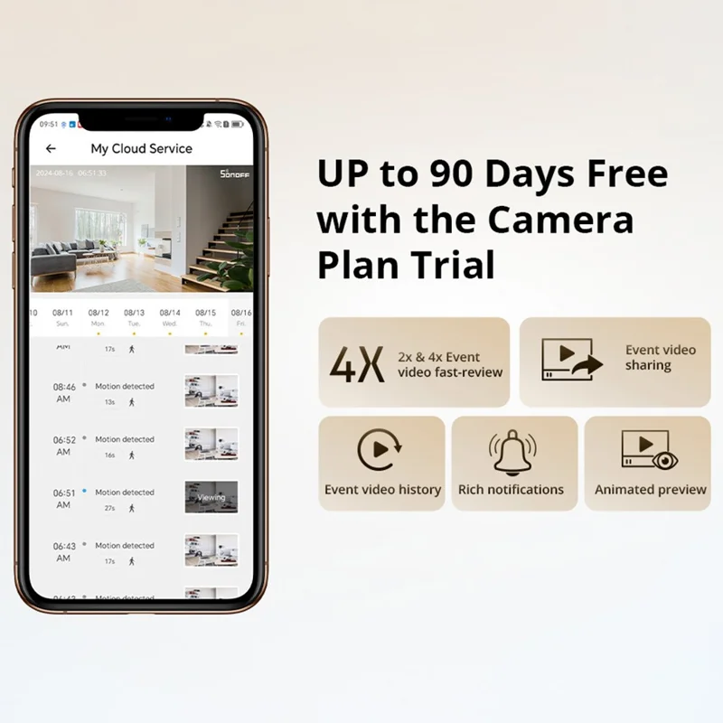 SONOFF CAM-PT2 Smart Security Camera 1080P HD Indoor Camera with Two-Way Audio  /  Night Vision  /  Human Detection