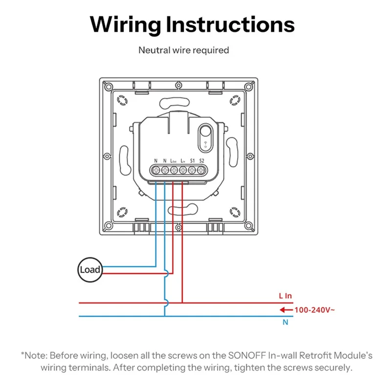 SONOFF E1GS 86 x 86mm Single Channel Switch Cover for SONOFF MINIR4 / MINIR4M / ZBMINIR2 In-Wall Retrofit Module Hard PC Switch Shell