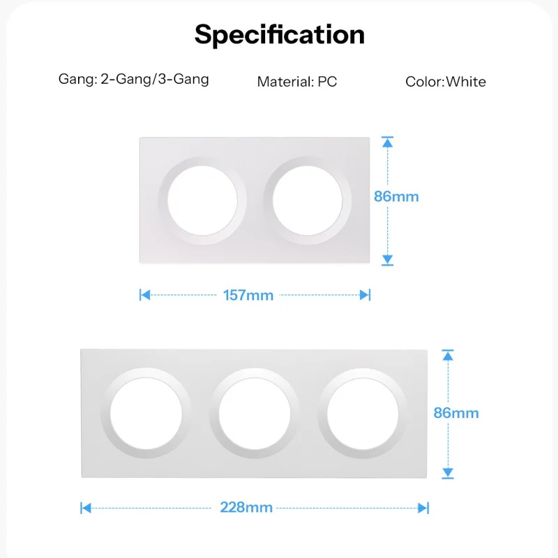 SONOFF EF2G Moldura para Interruptor de Parede 2-Gang Caixa de Derivação em Plástico Módulo de Encapsulamento, 157x86 mm