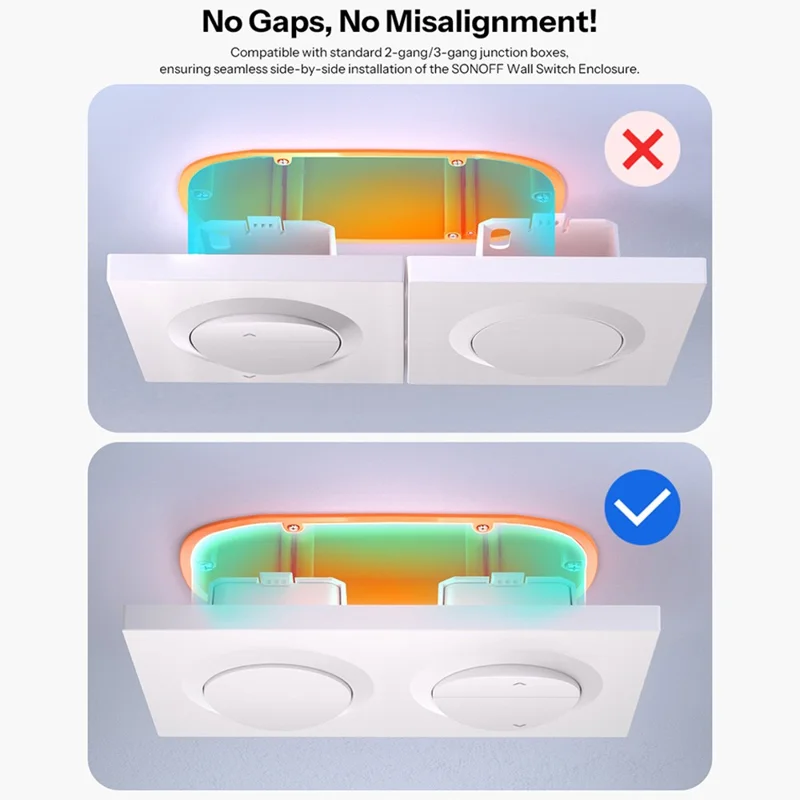 SONOFF EF3G Moldura para Interruptor de Parede 3-Gang Caixa de Derivação Plástica Módulo de Encapsulamento, 228x86mm