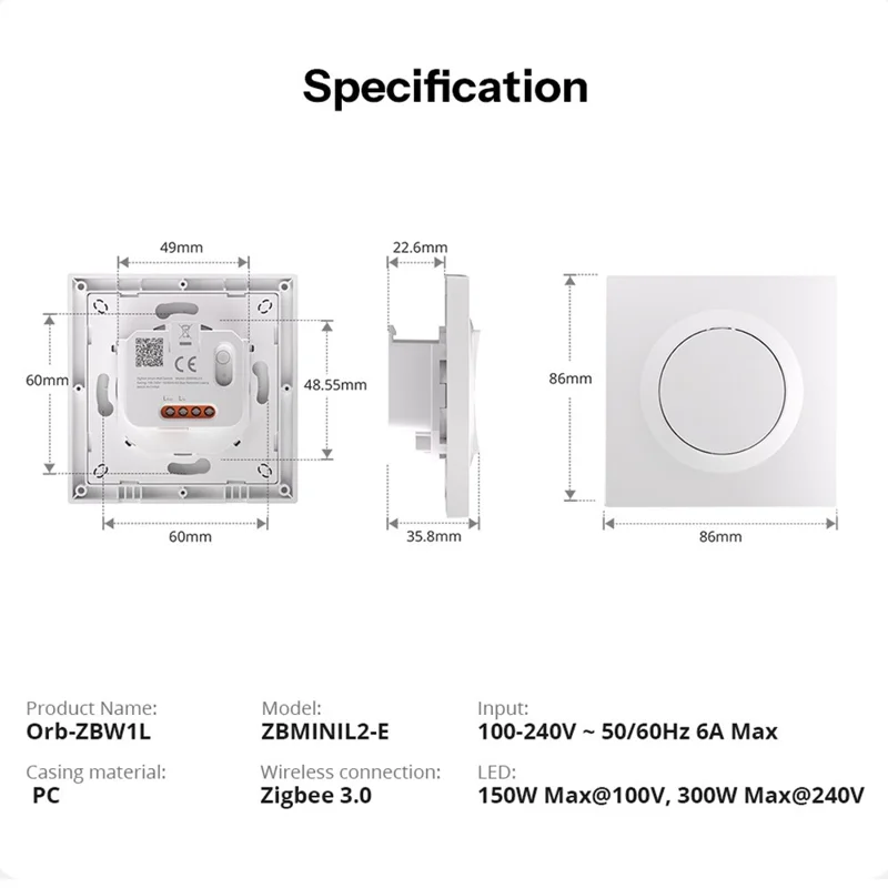 SONOFF ZBMINIL2-E Zigbee Smart Wall Switch No Neutral Required Seamless Integration with Voice Assistant