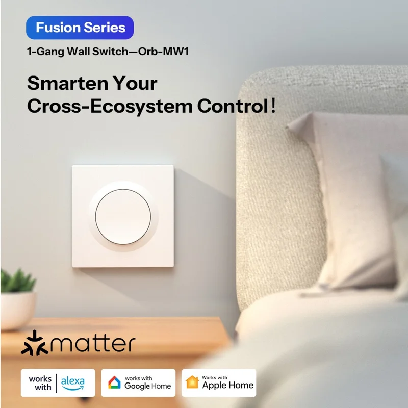 SONOFF MINIR4M-E Matter WiFi 1-Gang Wall Smart Light Switch Voice Control Works with Apple Home / Amazon Alexa / Google Home