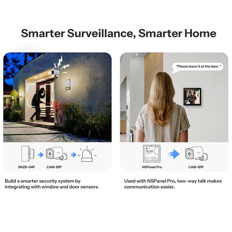 SONOFF CAM-B1P Outdoor Waterproof Smart Security Camera 2K HD AI Human Detection Night Vision Camera