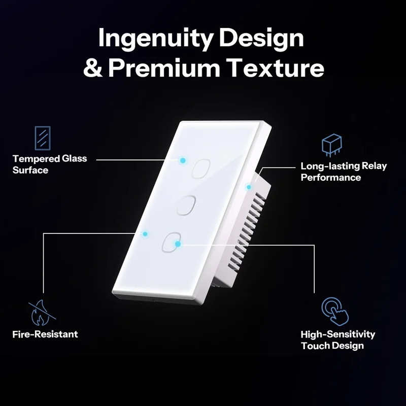 SONOFF T6-1C-120M 1-Gang Smart Touch Wall Switch Matter Detach Relay Apple Ecosystem Compatible