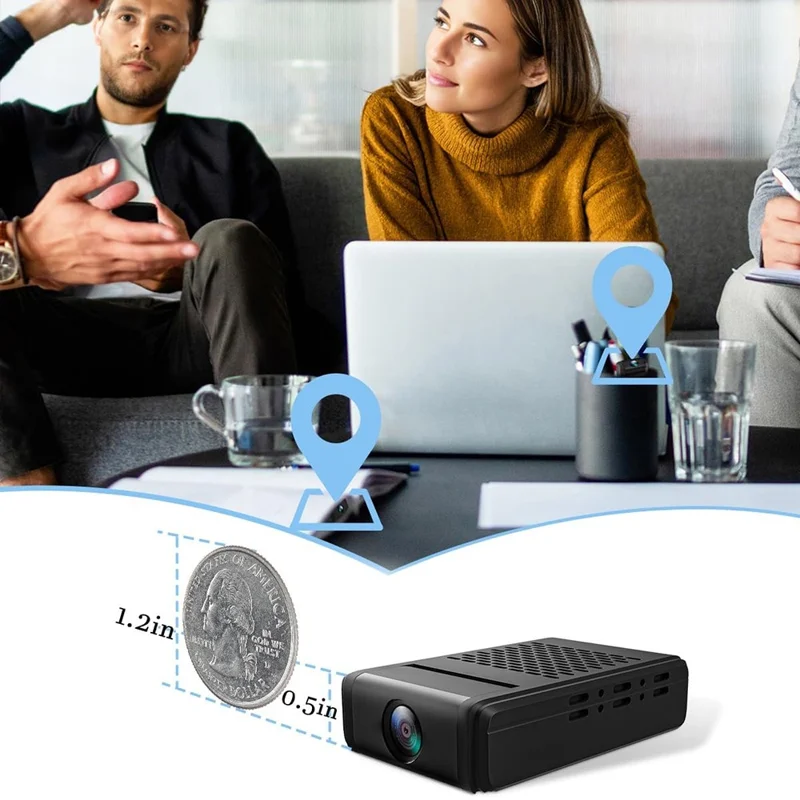 L31 Mini telecamera rotante a 180 gradi, registratore intelligente Ultra HD con rilevamento movimento, allarme e notifiche push - Nero