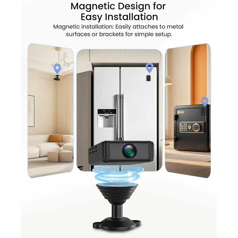 L31 Mini telecamera rotante a 180 gradi, registratore intelligente Ultra HD con rilevamento movimento, allarme e notifiche push - Nero