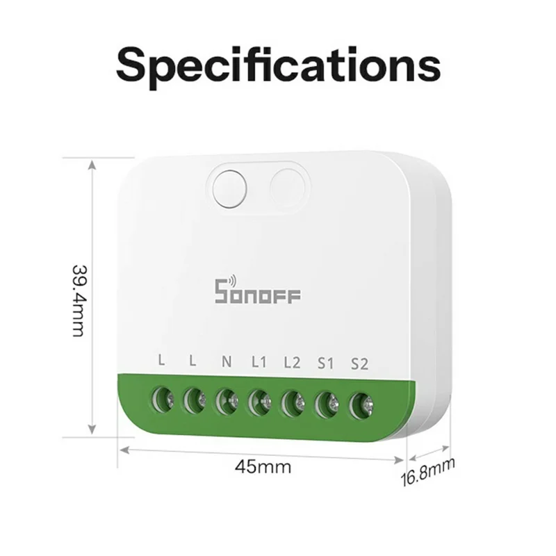 SONOFF MINI-2GS 2-Gang Smart Switch WiFi Matter-Compatible with Dual Load Control  /  Voice Assistant for Home Automation - White